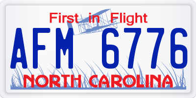NC license plate AFM6776