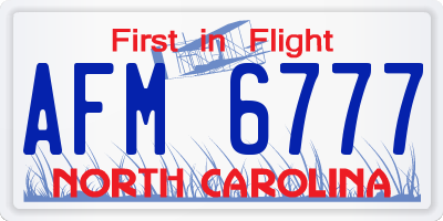 NC license plate AFM6777