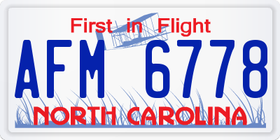 NC license plate AFM6778