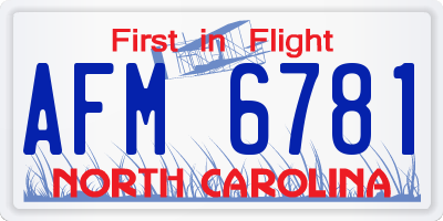 NC license plate AFM6781