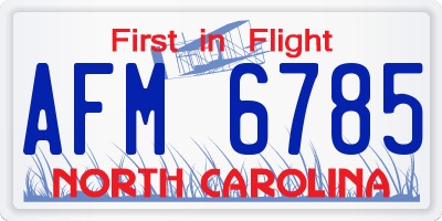 NC license plate AFM6785