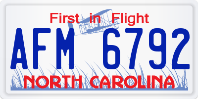 NC license plate AFM6792