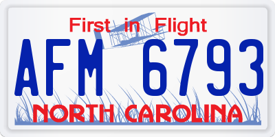 NC license plate AFM6793