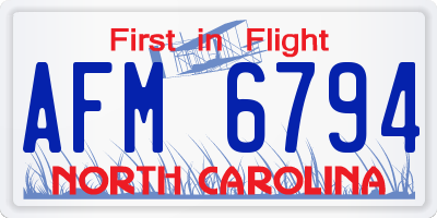 NC license plate AFM6794