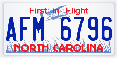 NC license plate AFM6796