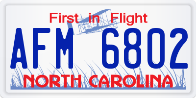 NC license plate AFM6802
