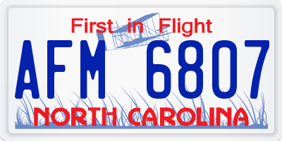 NC license plate AFM6807
