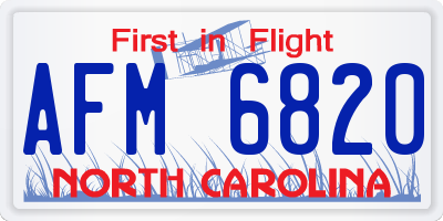 NC license plate AFM6820