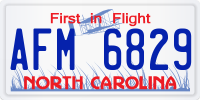 NC license plate AFM6829