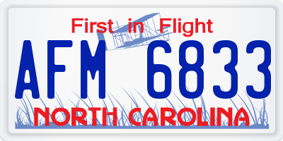 NC license plate AFM6833