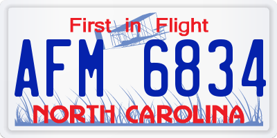 NC license plate AFM6834