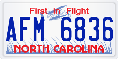 NC license plate AFM6836