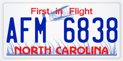 NC license plate AFM6838