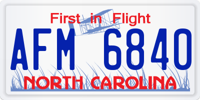 NC license plate AFM6840