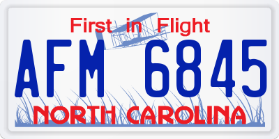 NC license plate AFM6845