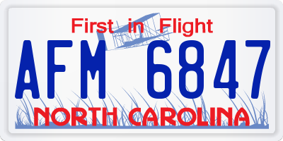 NC license plate AFM6847
