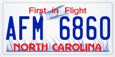 NC license plate AFM6860