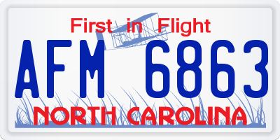 NC license plate AFM6863