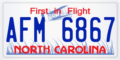 NC license plate AFM6867