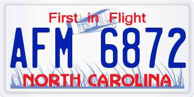 NC license plate AFM6872