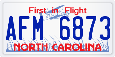 NC license plate AFM6873