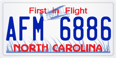 NC license plate AFM6886