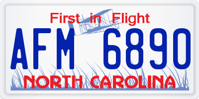 NC license plate AFM6890