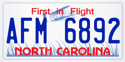 NC license plate AFM6892