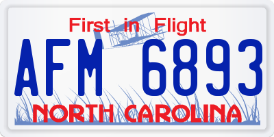 NC license plate AFM6893