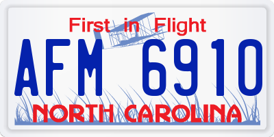 NC license plate AFM6910