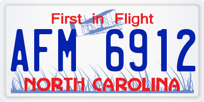 NC license plate AFM6912
