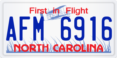NC license plate AFM6916