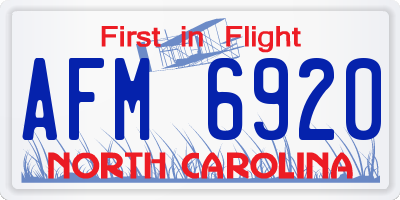 NC license plate AFM6920