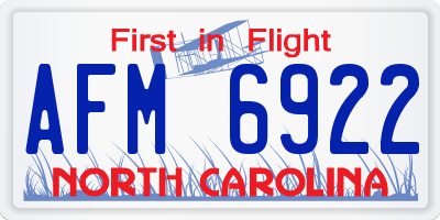 NC license plate AFM6922