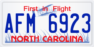 NC license plate AFM6923