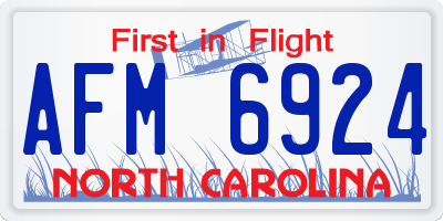 NC license plate AFM6924