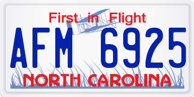 NC license plate AFM6925