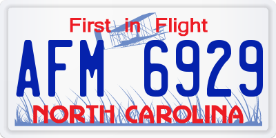 NC license plate AFM6929