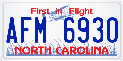 NC license plate AFM6930
