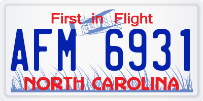 NC license plate AFM6931