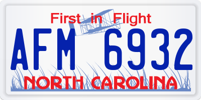 NC license plate AFM6932