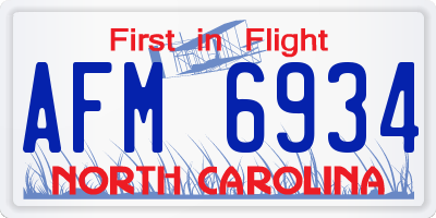 NC license plate AFM6934