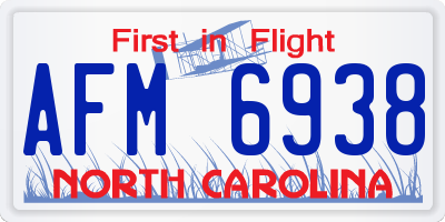 NC license plate AFM6938