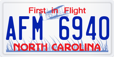 NC license plate AFM6940
