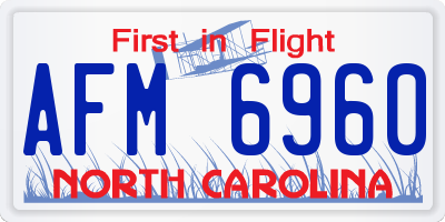 NC license plate AFM6960