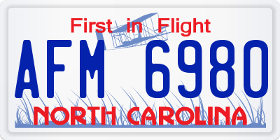 NC license plate AFM6980