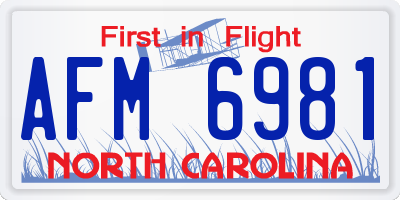 NC license plate AFM6981
