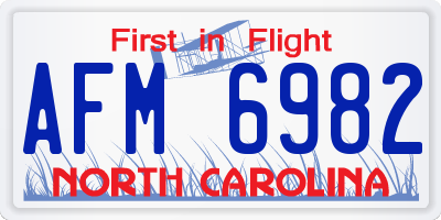 NC license plate AFM6982