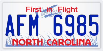 NC license plate AFM6985