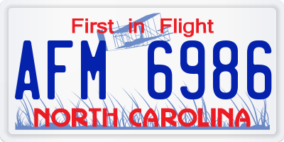 NC license plate AFM6986